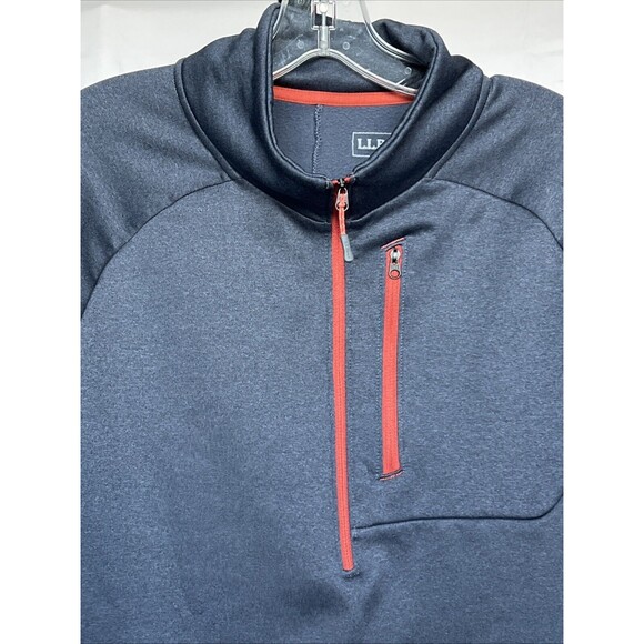 L.L. Bean Mountain Fleece Lined 1/2 Zip Pullover Size Large Blue Red Lightweight - Picture 3 of 7